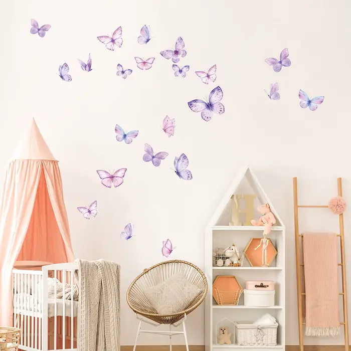 Autocollants muraux romantiques en forme de papillon