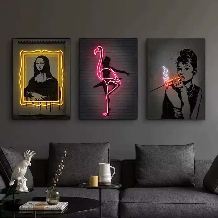 Affiche d'art néon parrain Hepburn Mona Lisa Alec