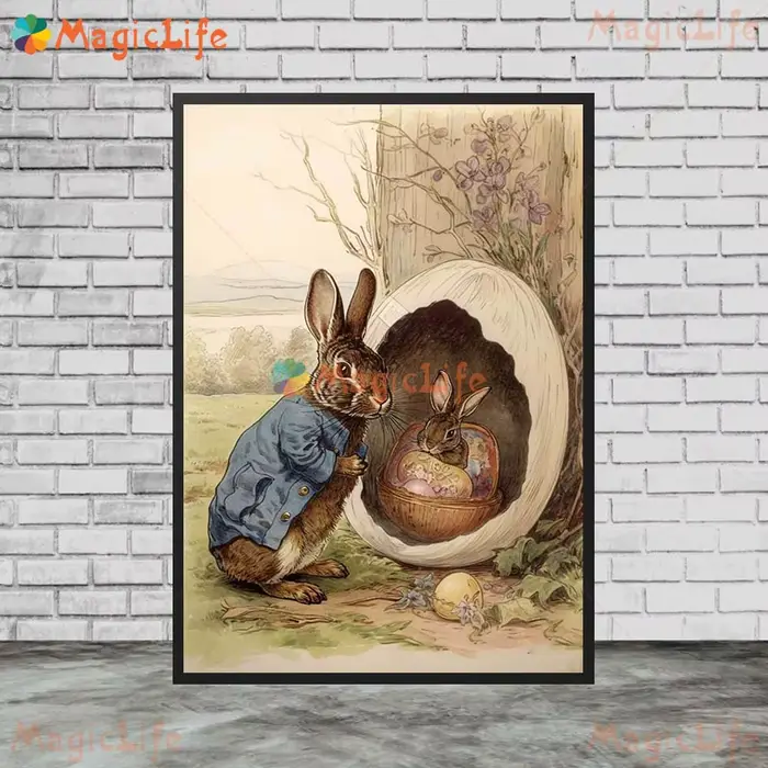 Affiches imprimées de lapin de pâques, dessin animé, œuf, images murales pour salon, affiche nordiqu