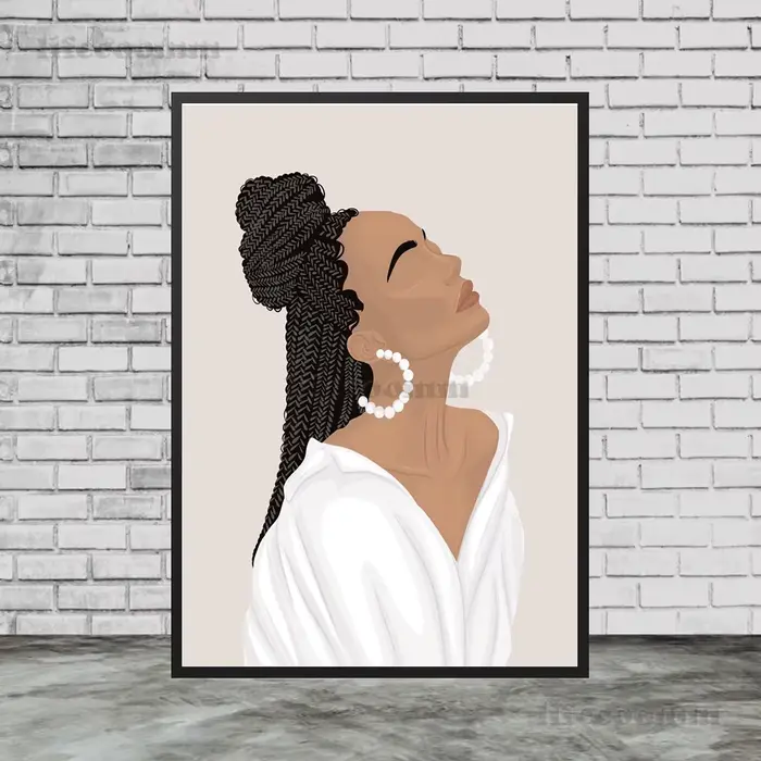 Affiche d'art de fille noire et impression, Art mural de fille urbaine moderne pour dames et fleurs,
