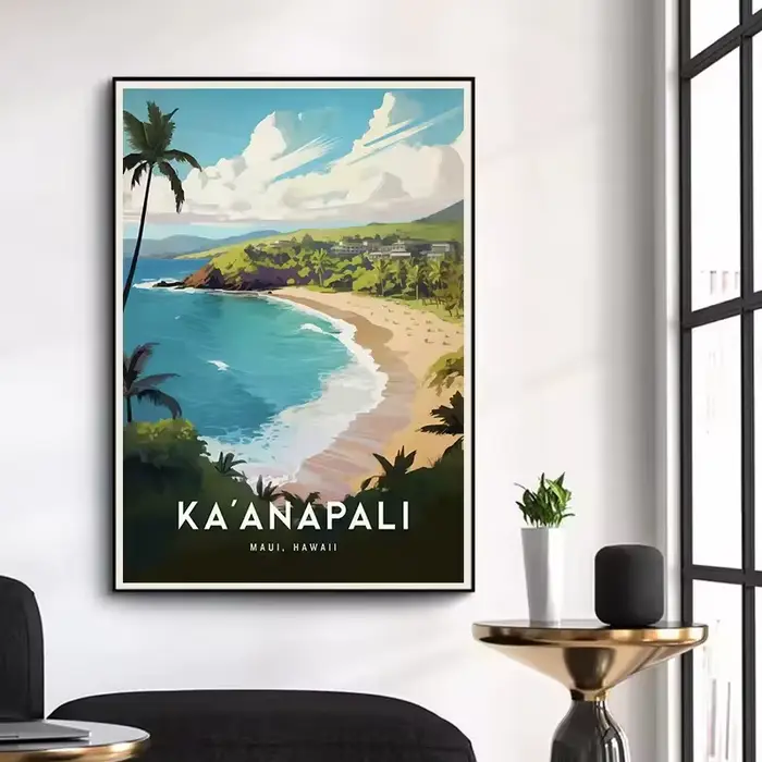 Affiche de paysage naturel Vintage Hawaii Lahaina