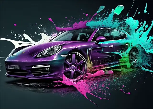 Peinture sur toile de véhicules d'art coloré abstrait, affiches de graffiti de voiture cool, impress