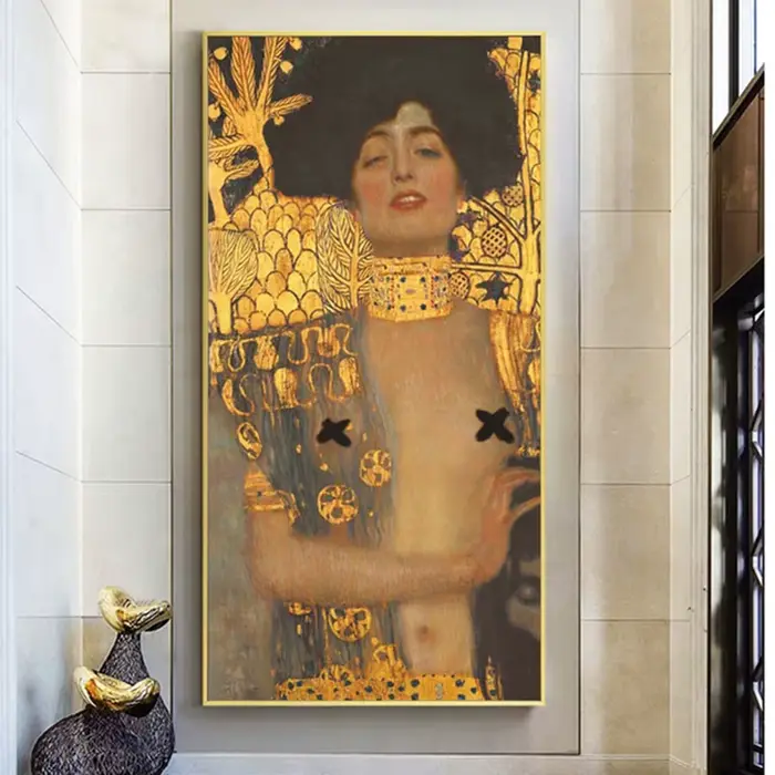 Klimt-Peinture à l'huile dorée sur toile