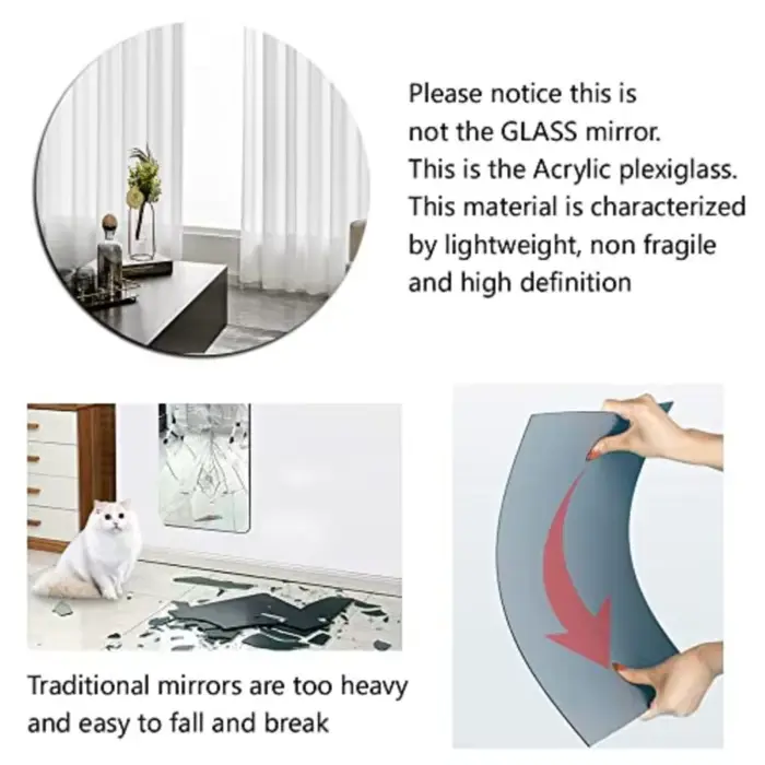 Miroir mural rond autocollant acrylique adhésif petit cercle miroirs Table maison appartement décoration Flexible Mini points décor