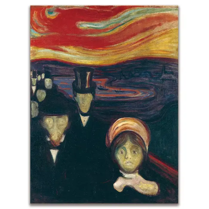 Toile d'artiste d'anxiété Edvard Munch, imprimés d'art classique, affiche murale, images pour décora