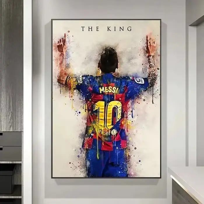 Affiche étoile de Football Messi, peinture décorative, peinture sur toile, Art mural moderne pour la
