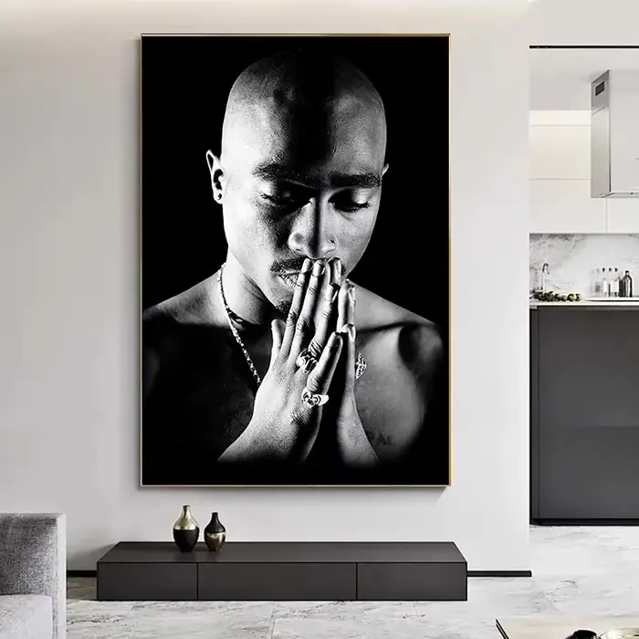 Affiches de rappeur Tupac noir et blanc
