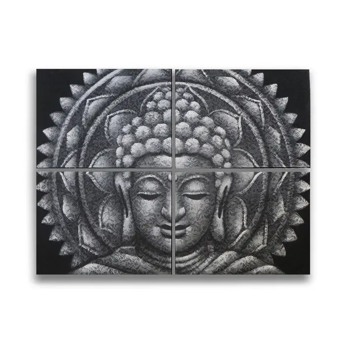 Grey Buddha Mandala Brocade Detail 30x40cm x 4