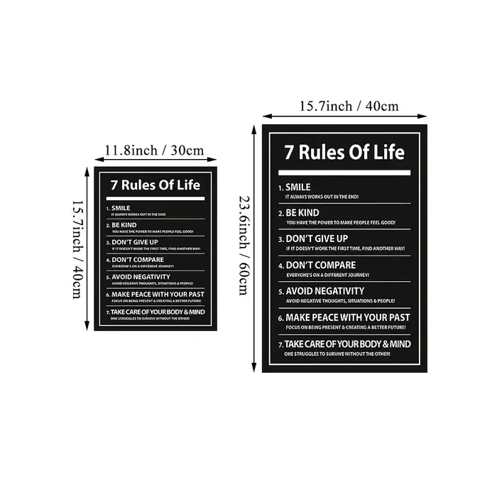 Affiche de citation de motivation de lettre de 7 règles de vie