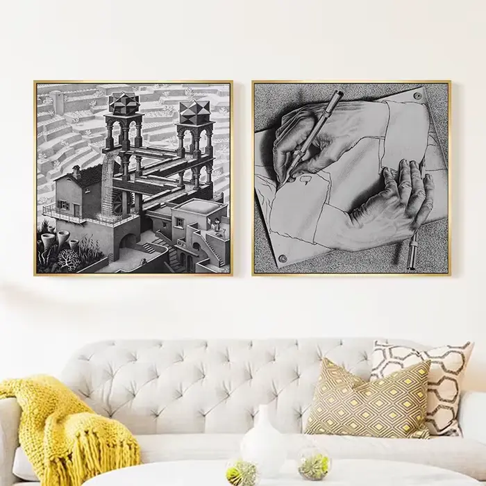 Affiches d'art géométrique surréalistes Escher