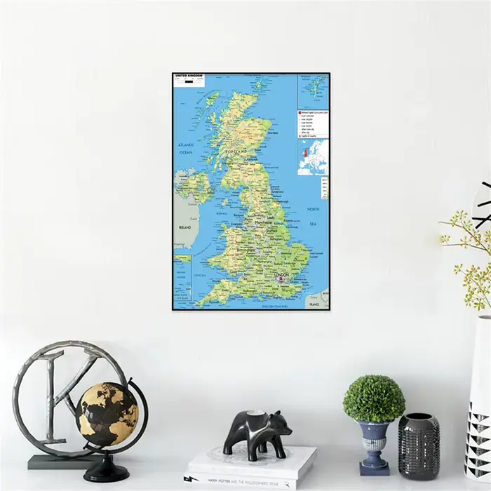 Affiche de carte du royaume-uni pliable A1/A2/A3