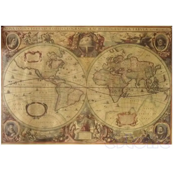 Affiche carte du monde en papier brun 256
