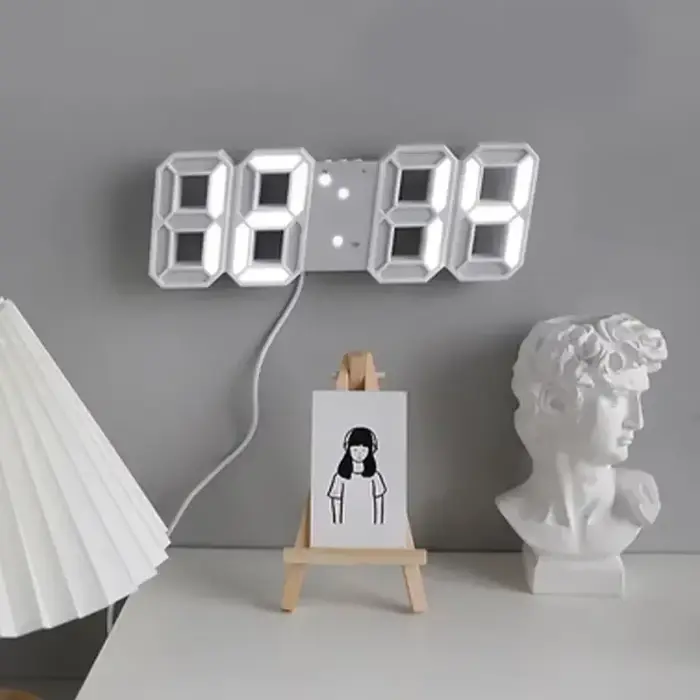 Table 3D LED réveil Date/température pour la maison cuisine bureaux horloge décoration jardin horloges