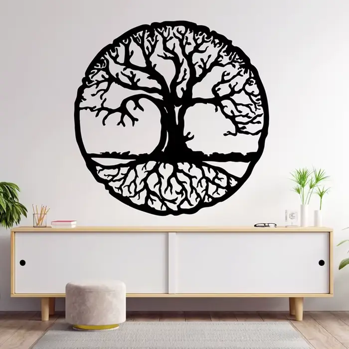 Grand autocollant mural arbre de vie rond, autocollant mural en vinyle, décor parfait pour la maison