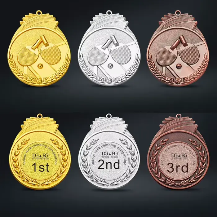 Médaille de Ping-Pong or argent Bronze 1er 2ème 3ème prix de Tennis de Table ruban Antique lumineux Souvenir cadeau école Sport