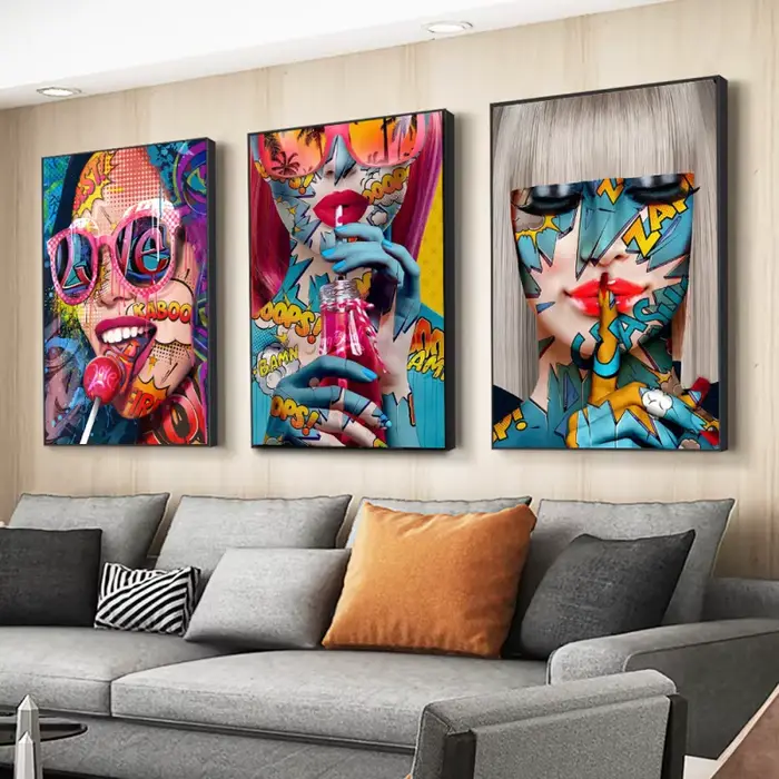 Moderne Pop Graffiti Abstrait Mur Art Cool Filles Manger Sucettes Sexy Femmes HD Huile Sur Toile Affiches Et Impressions Décor