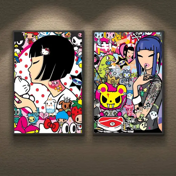 Affiche de dessin animé t-tokidoki Kawaii, autocollant en papier imperméable, décoration murale pour café, Bar, dortoir