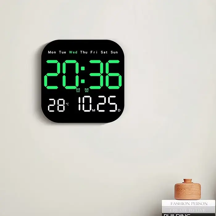 Horloge murale numérique réveil LED grand écran avec fonction de synchronisation télécommande