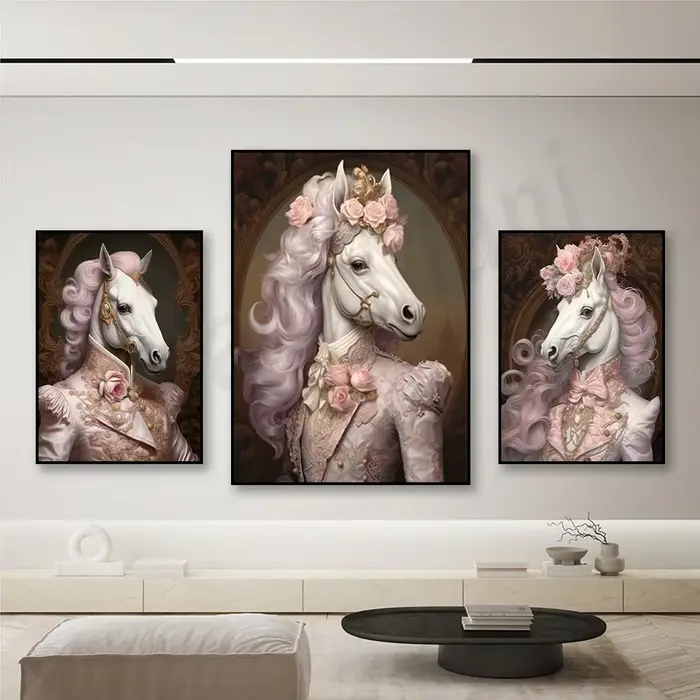 Magnifique cheval blanc avec cheveux roses