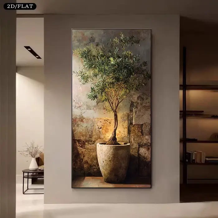 Peinture sur toile d'olivier extra large - Art d'olivier moderne sans cadre - Impressions minimalist