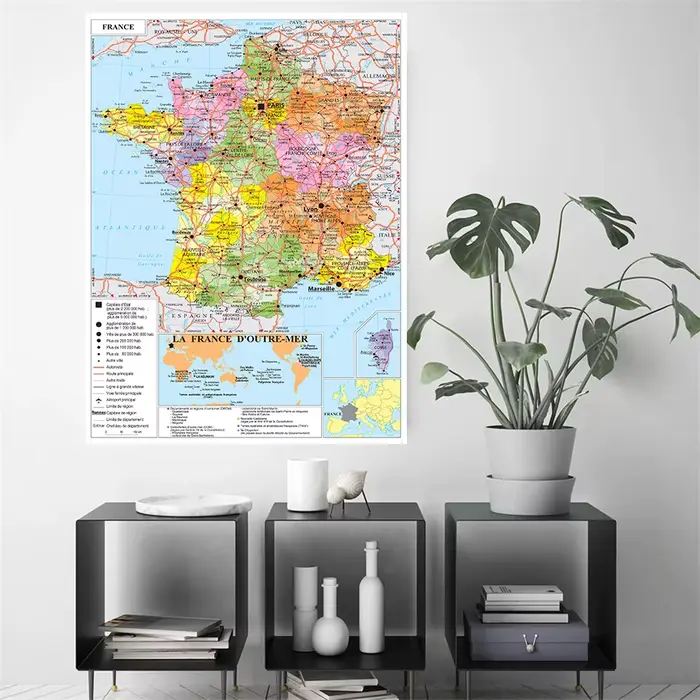 Grande affiche de la carte des transports de la France