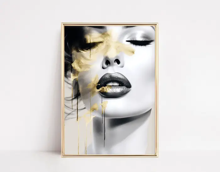 Affiche abstraite de visage de femme et de fille