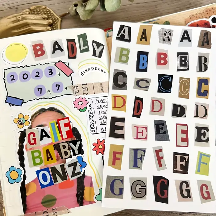 Autocollants de lettres de l'alphabet vintage