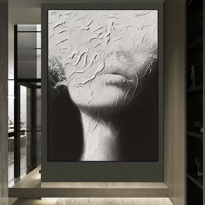 Toile d'art abstrait noir et blanc pour visage féminin, peinture minimaliste, affiches esthétiques imprimées, décoration de salon moderne pour la maison
