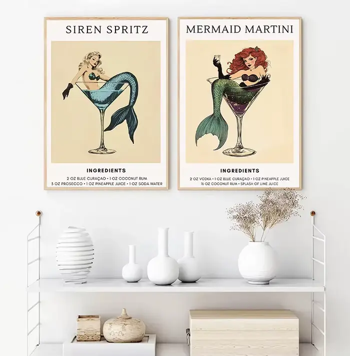 Affiche de Cocktail sirène Vintage