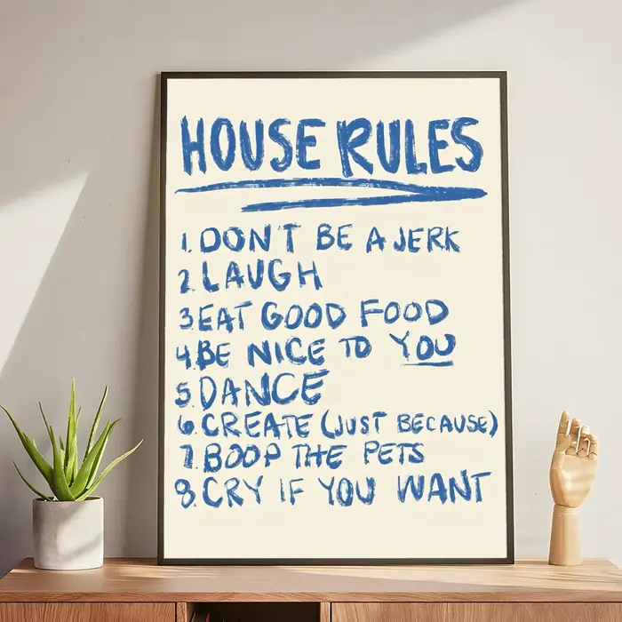 Affiche de règles de maison, autocollants muraux modernes et élégants pour décoration de maison, sal