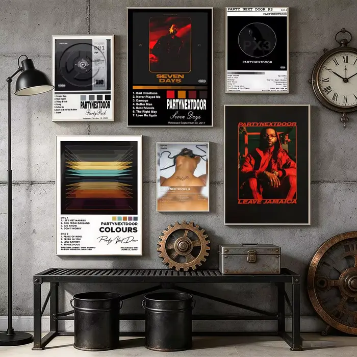 P-PARTYNEXTDOOR Poster autocollant mural imperméable auto-adhésif pour la décoration du salon et de la chambre à coucher