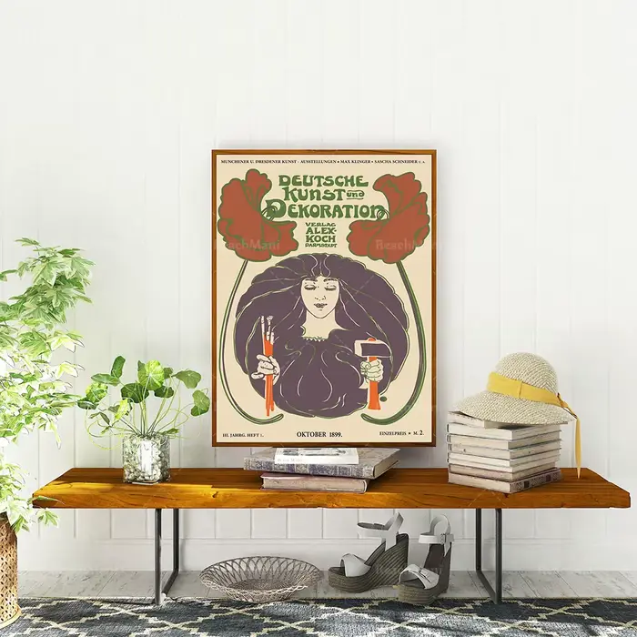 Ensemble d'affiches Art Nouveau de 3 imprimés de décoration féminine de Style rétro