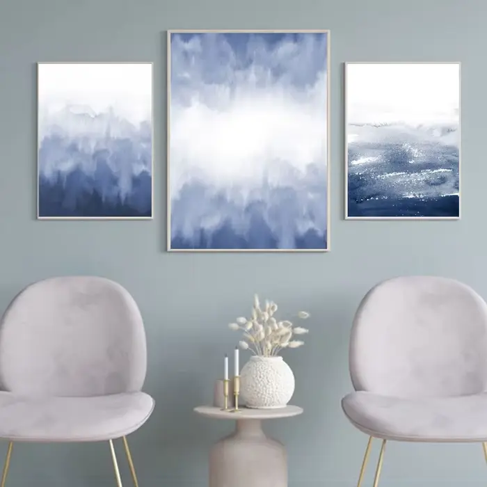 Peinture abstraite avec aquarelle bleue