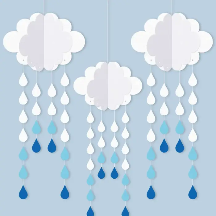 Décorations de pluie de nuages pour plafond, 3 pièces, fausses nuages artificiels, accessoires pour 