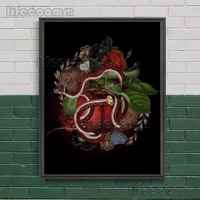 Serpent et pomme dans le jardin d'eden