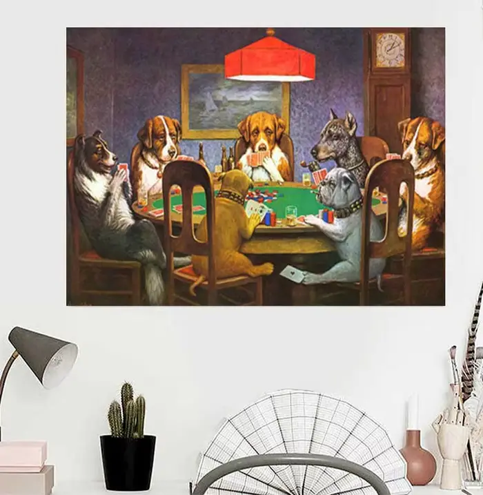 Affiche et impressions d'art amusantes : Chiens jouant au poker