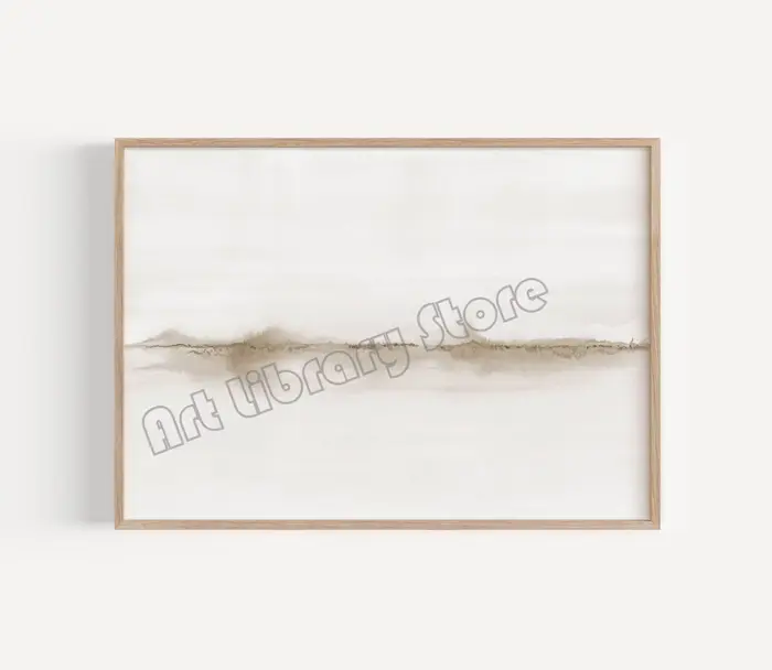 Peinture abstraite Beige noir gris, aquarelle, paysage minimaliste, affiche sur toile, images d'art 