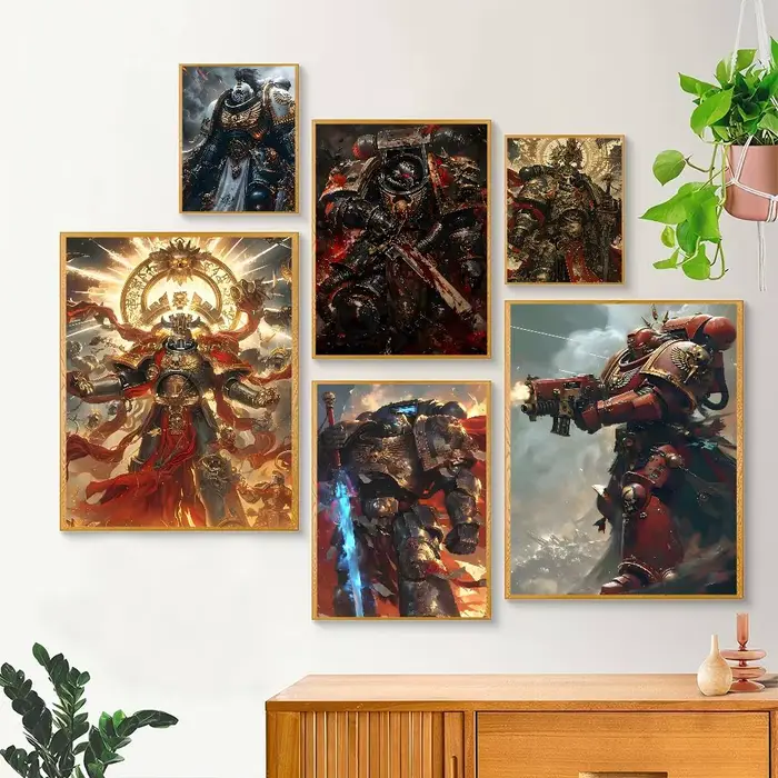 Affiches autocollantes en papier imprimé Game B-W-Warhammes-D 40k