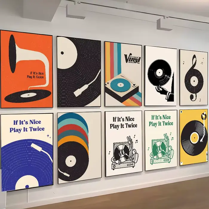 Affiche de disque vinyle de musique rétro