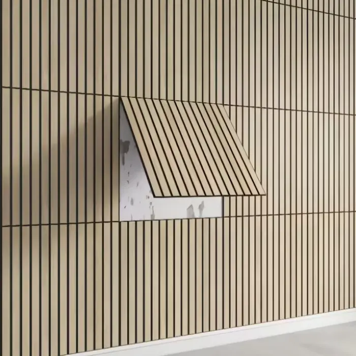 Lot de 10 panneaux muraux en lattes de bois 30x30cm
