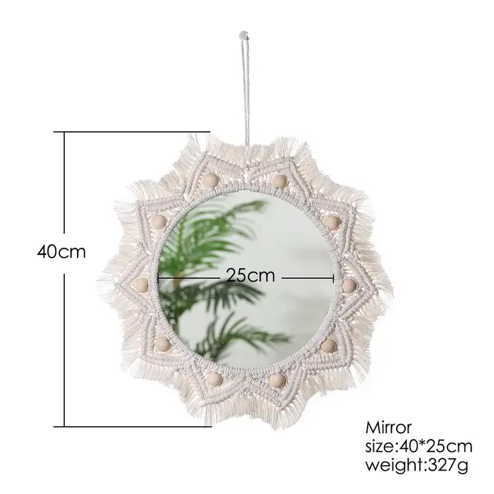 Miroir mural décoratif en macramé