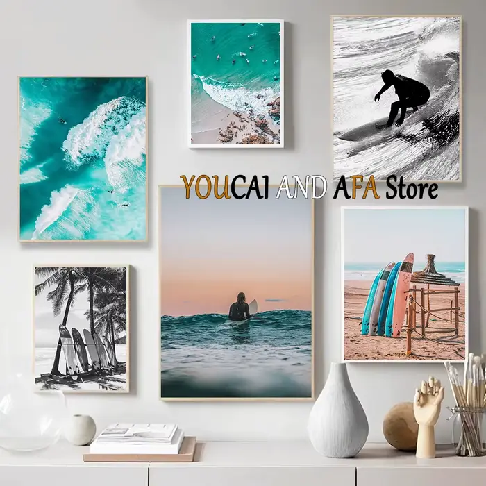 Affiche de surf sur l'océan avec de vraies photos