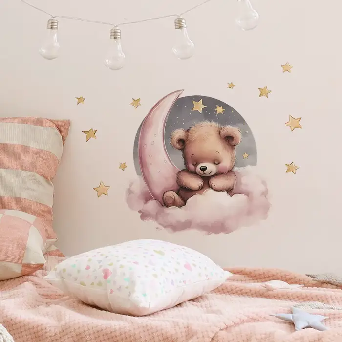 Autocollants muraux décoratifs en vinyle ours pour enfant