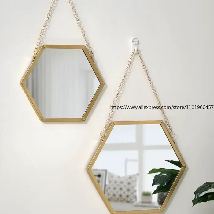 Miroir mural Hexagonal en fer nordique