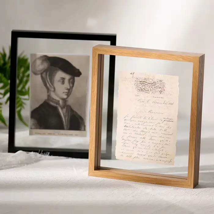 Cadre d'échantillon en bois avec cadre Photo en verre véritable