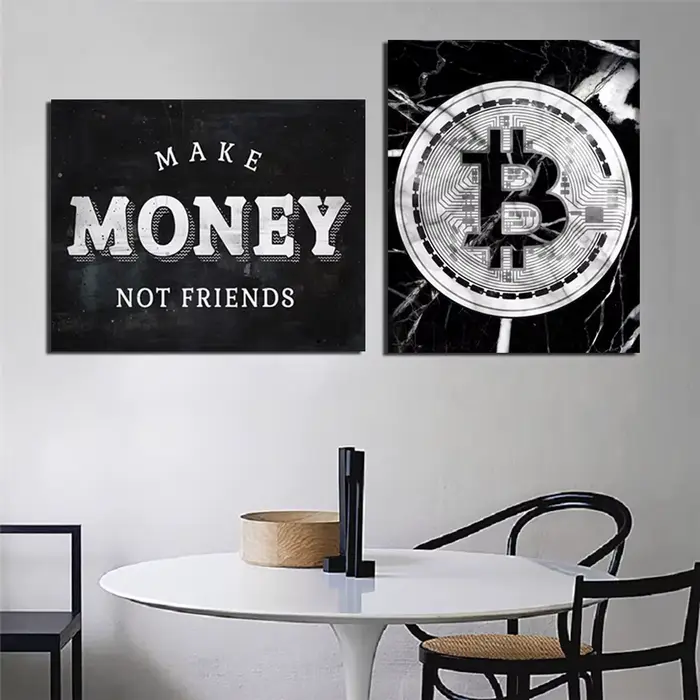 Décoration de la maison peinture rendre l'argent pas des amis mur Art marbre Bitcoin HD impression moderne affiche toile Cuadros photo pour cadeau