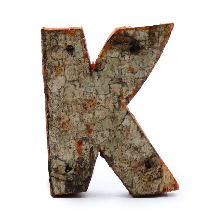 Rustic Bark Letter - K - 7cm