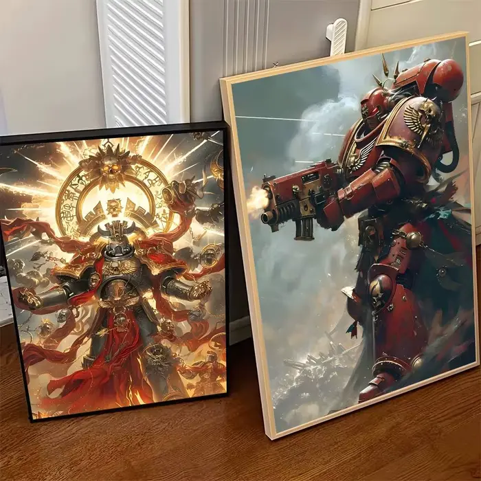 Affiches autocollantes en papier imprimé Game B-W-Warhammes-D 40k