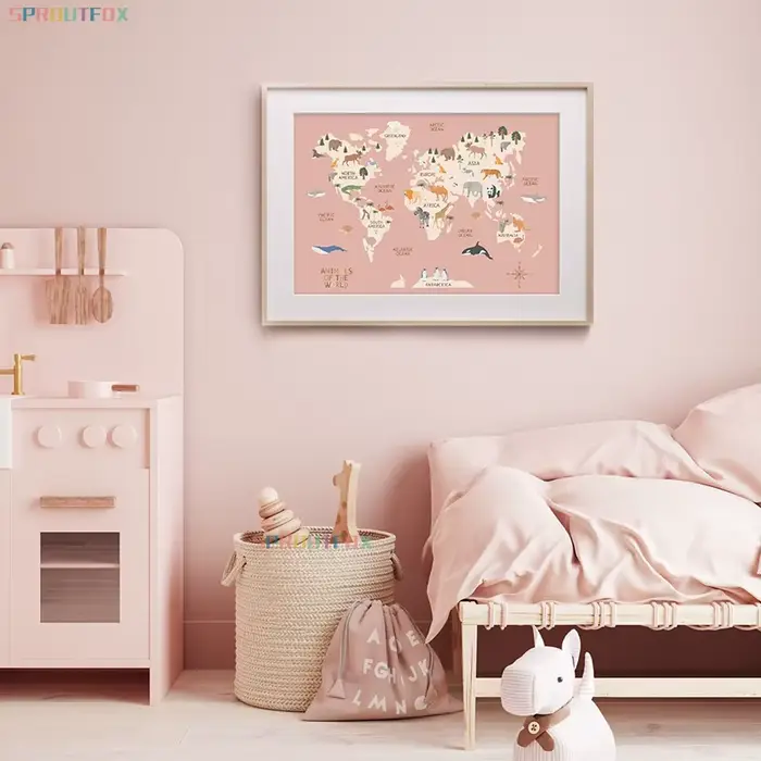 Toile de peinture de carte du monde