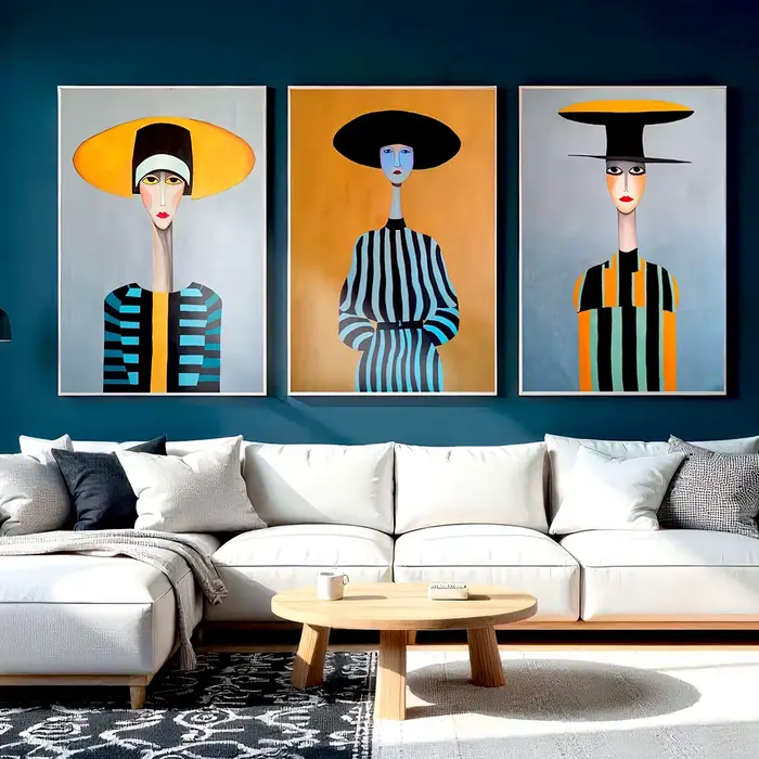 Affiches féminines de ligne d'art de mode surréaliste moderne